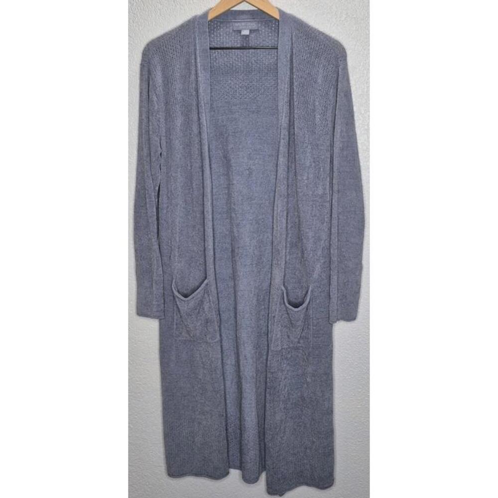 Barefoot Dreams CozyChic Ultra Lite Long Open Cardigan Blue Size M Pockets
